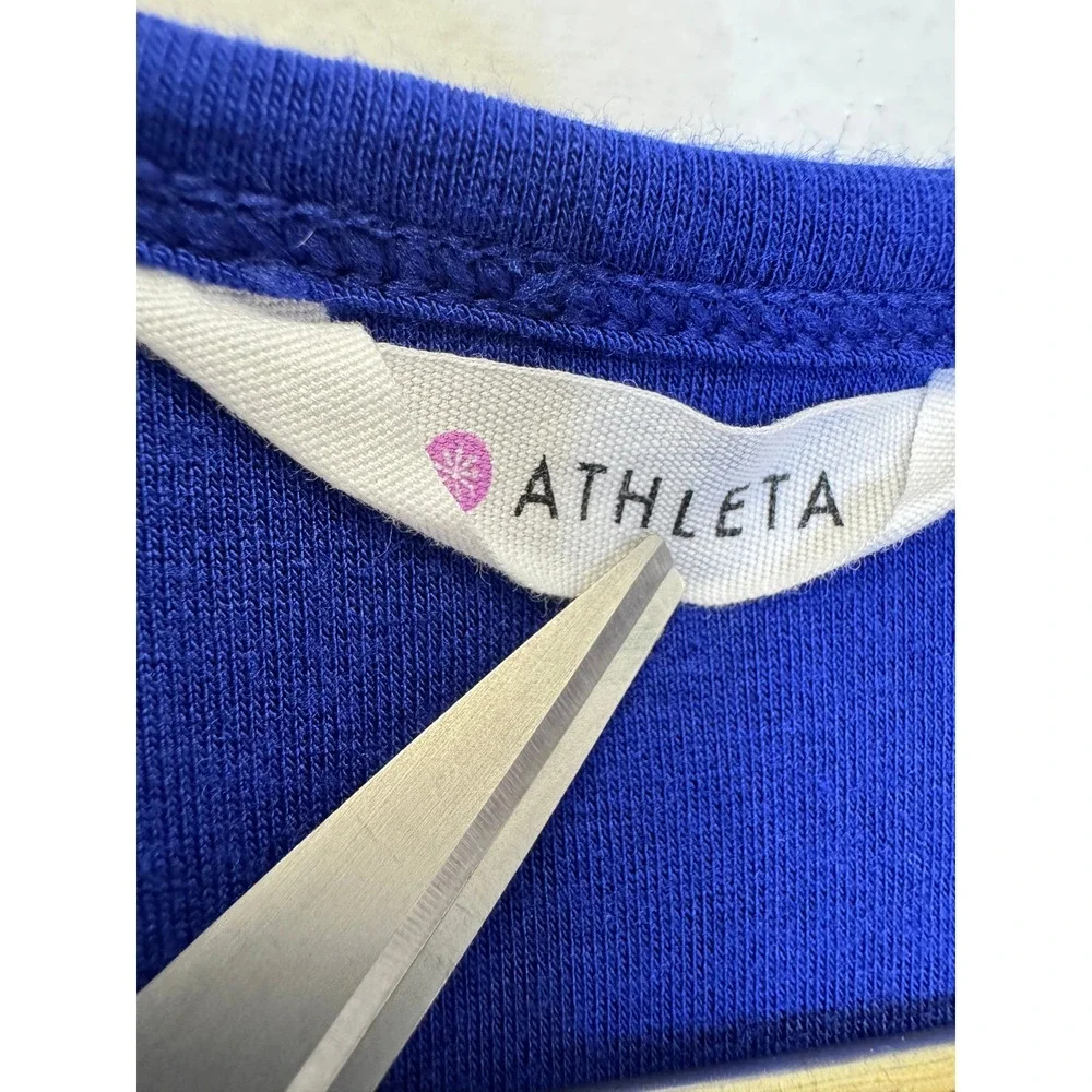 Athleta Royal‎ Blue Ruched Midi Dress Modal Wool Blend 243065 Womens Large
